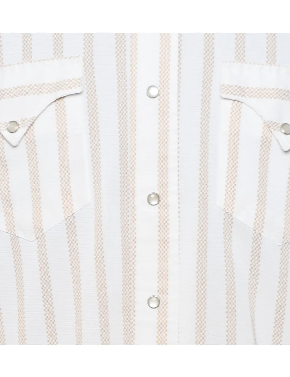 1970s Western White & Beige Striped Shirt - L