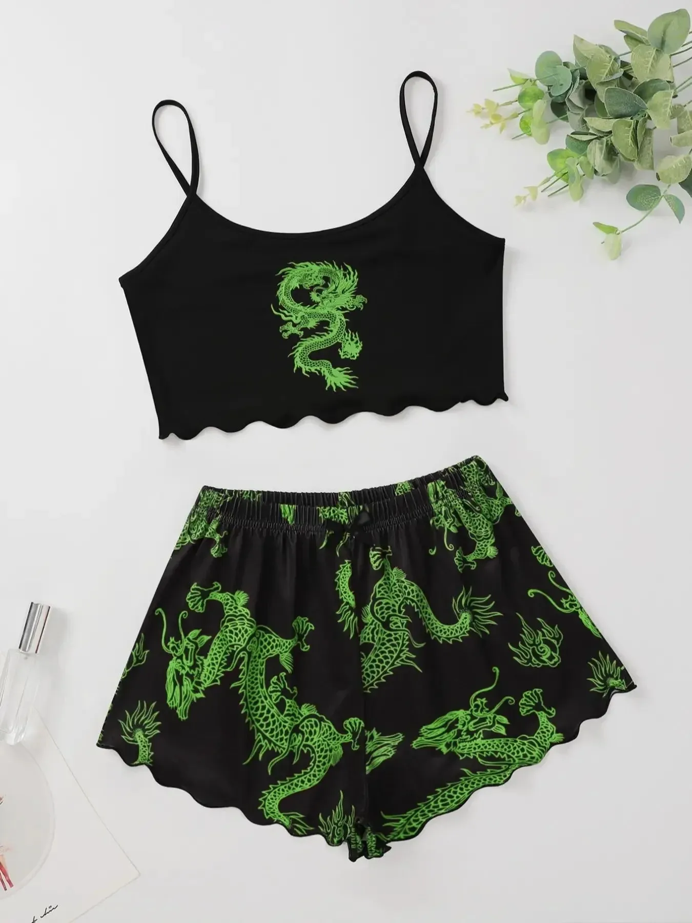 2pcs Goth Comfy Dragon Print Set