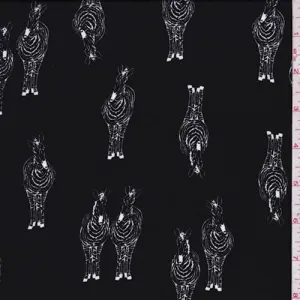 3 7/8 YD PC-Black Zebra Print Georgette Fabric