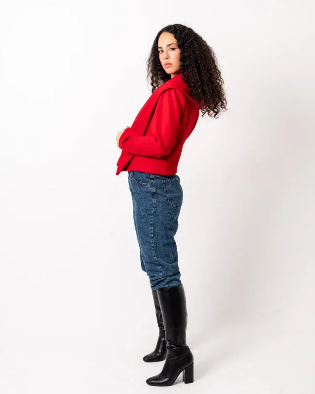 Amilia Women's Red Short Jacket - Soft Wool Blend, Heavyweight Fabric, Stylish & Warm Outerwear by Aya Osama Couture