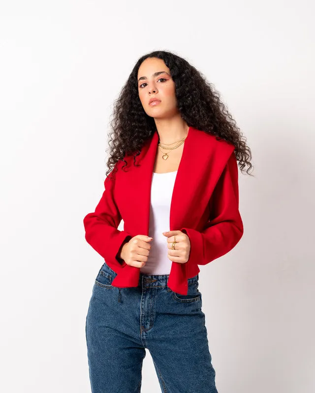 Amilia Women's Red Short Jacket - Soft Wool Blend, Heavyweight Fabric, Stylish & Warm Outerwear by Aya Osama Couture