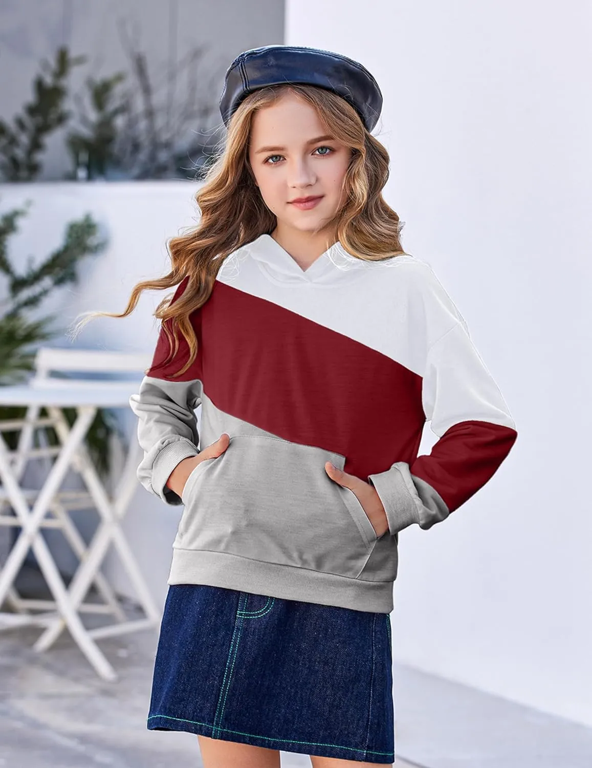 Arshiner Girls Color Block Hoodies Long Sleeve Casual Soft Sweatshirts