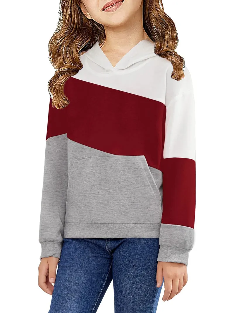 Arshiner Girls Color Block Hoodies Long Sleeve Casual Soft Sweatshirts