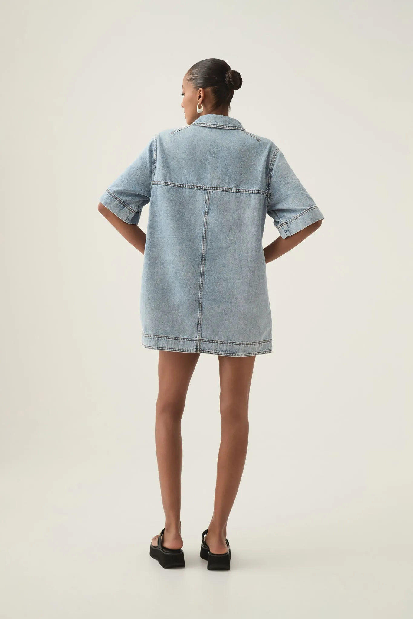 Aura Denim Mini Tunic Dress