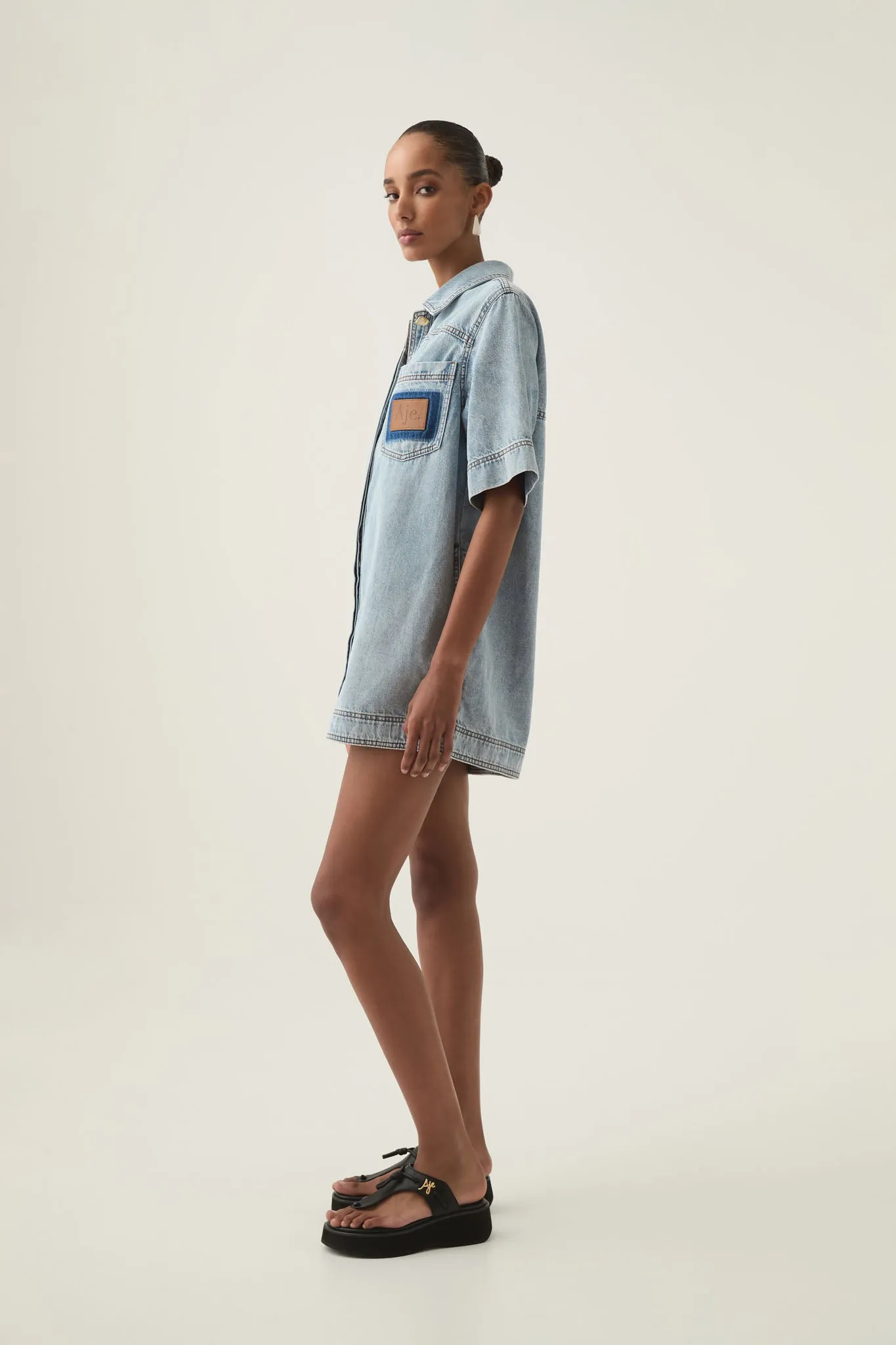 Aura Denim Mini Tunic Dress