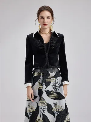 Baroque Embroidered Velvet Lace Coat