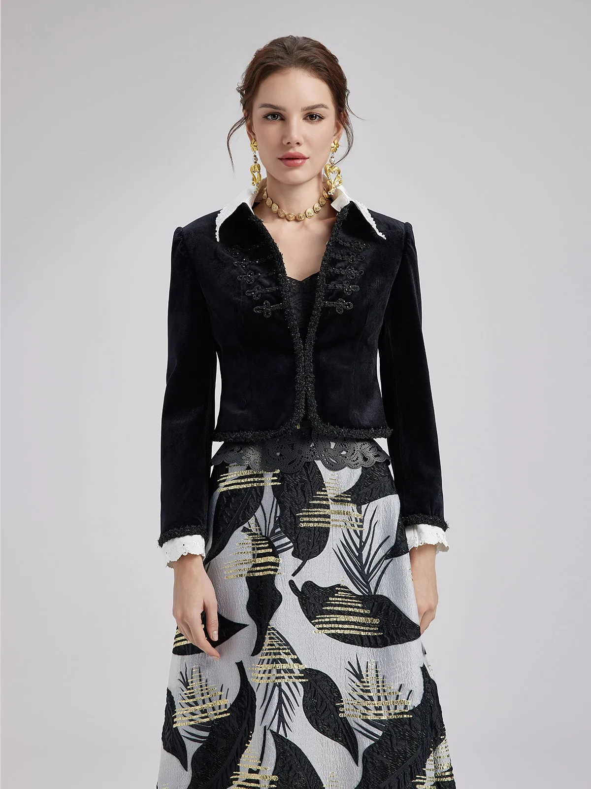 Baroque Embroidered Velvet Lace Coat