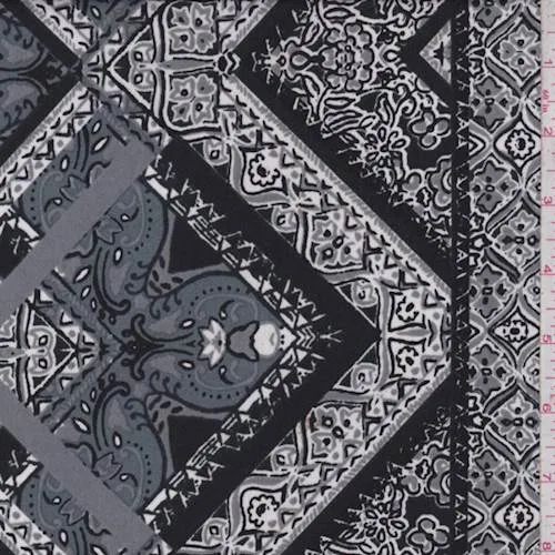 Black/White/Grey Baroque Activewear Knit Fabric