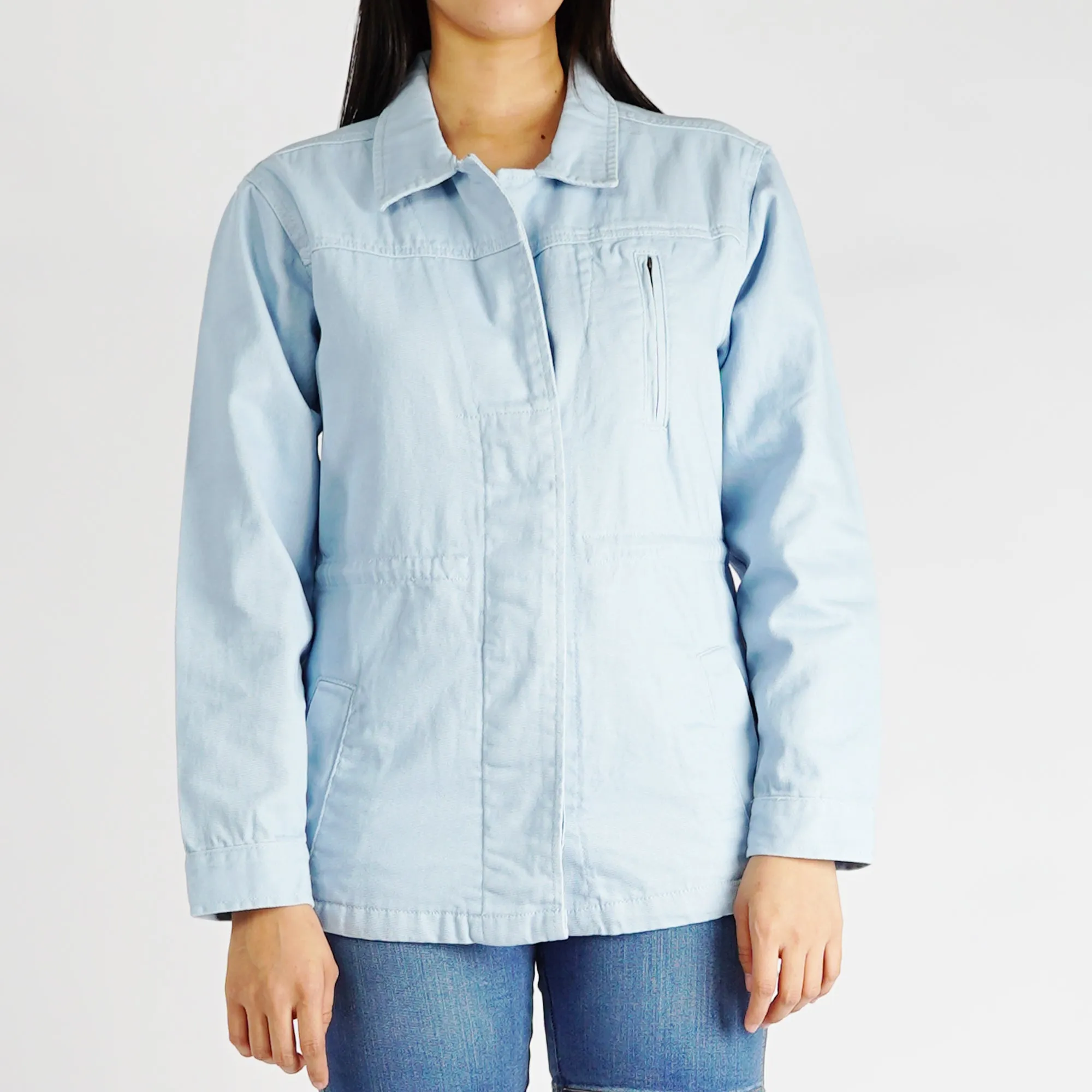 Bobson Japanese Ladies Basic Jacket for Women Trendy fashion High Quality Apparel Comfortable Casual Denim Jacket for Women Regular Fit 132794 (Chambray Blue)