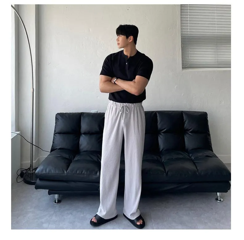 Breathable Pleated Drawstring Pants