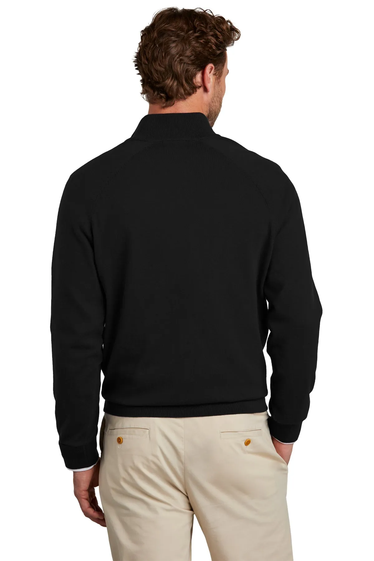 Brooks Brothers Cotton Stretch Custom 1/4-Zip Sweaters, Deep Black