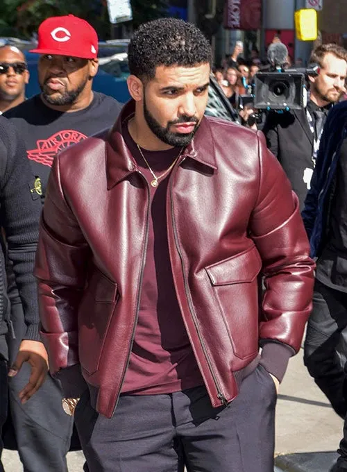 Brown Decant Leather Jacket Worn By Aubrey Drake Graham's | Aubrey Drake Graham's Brown Decant Leather Jacket