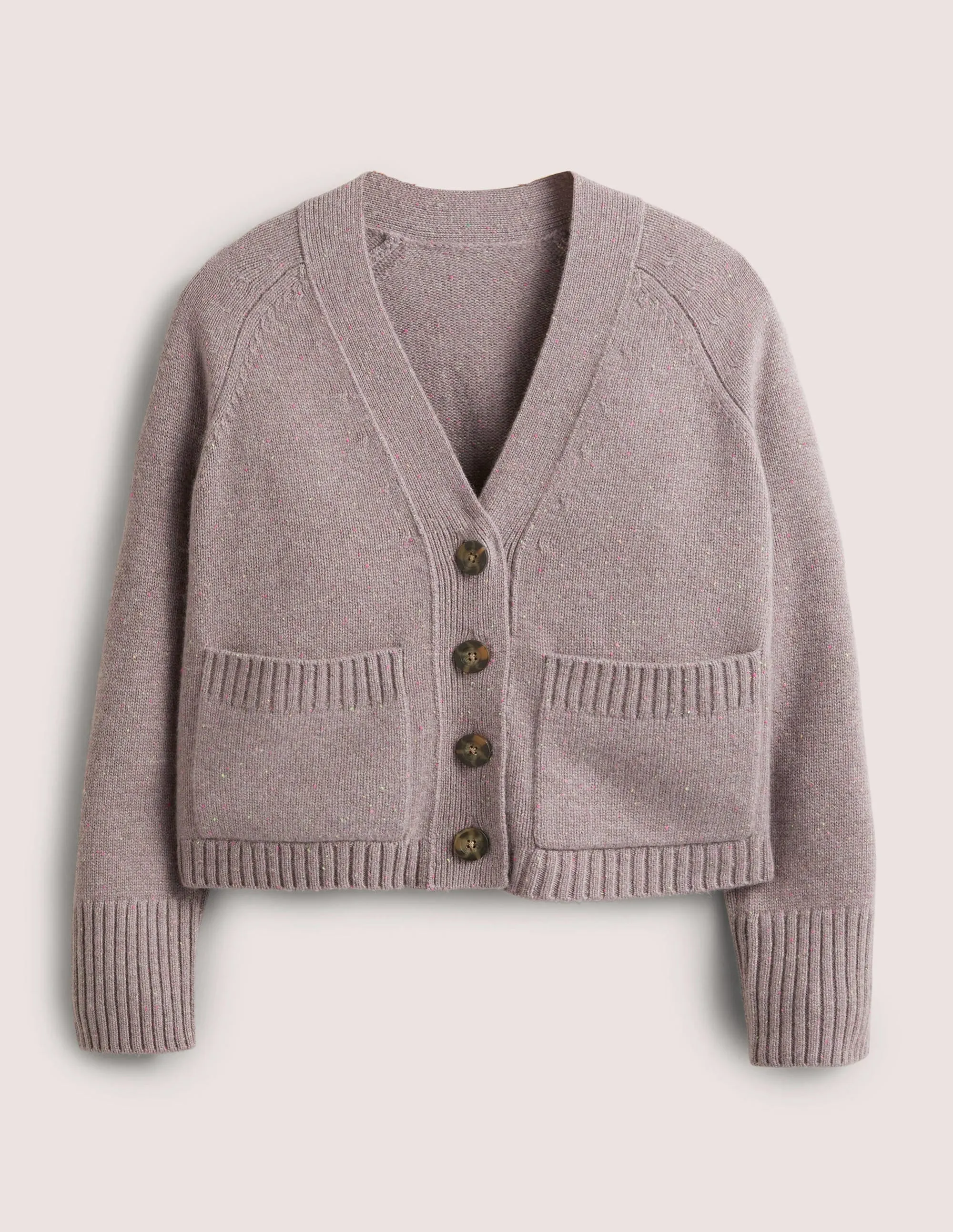 Cashmere Rib Cardigan-Grey, Multi Nep