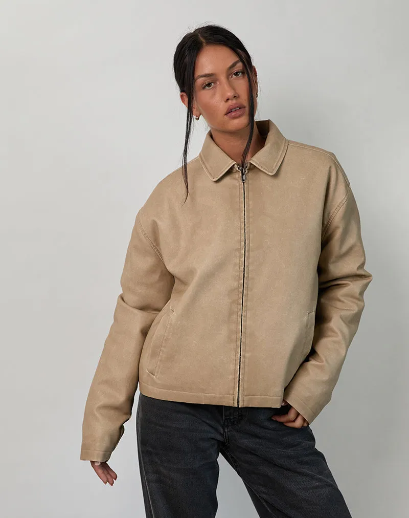 Catalin Jacket In Worn PU Sand