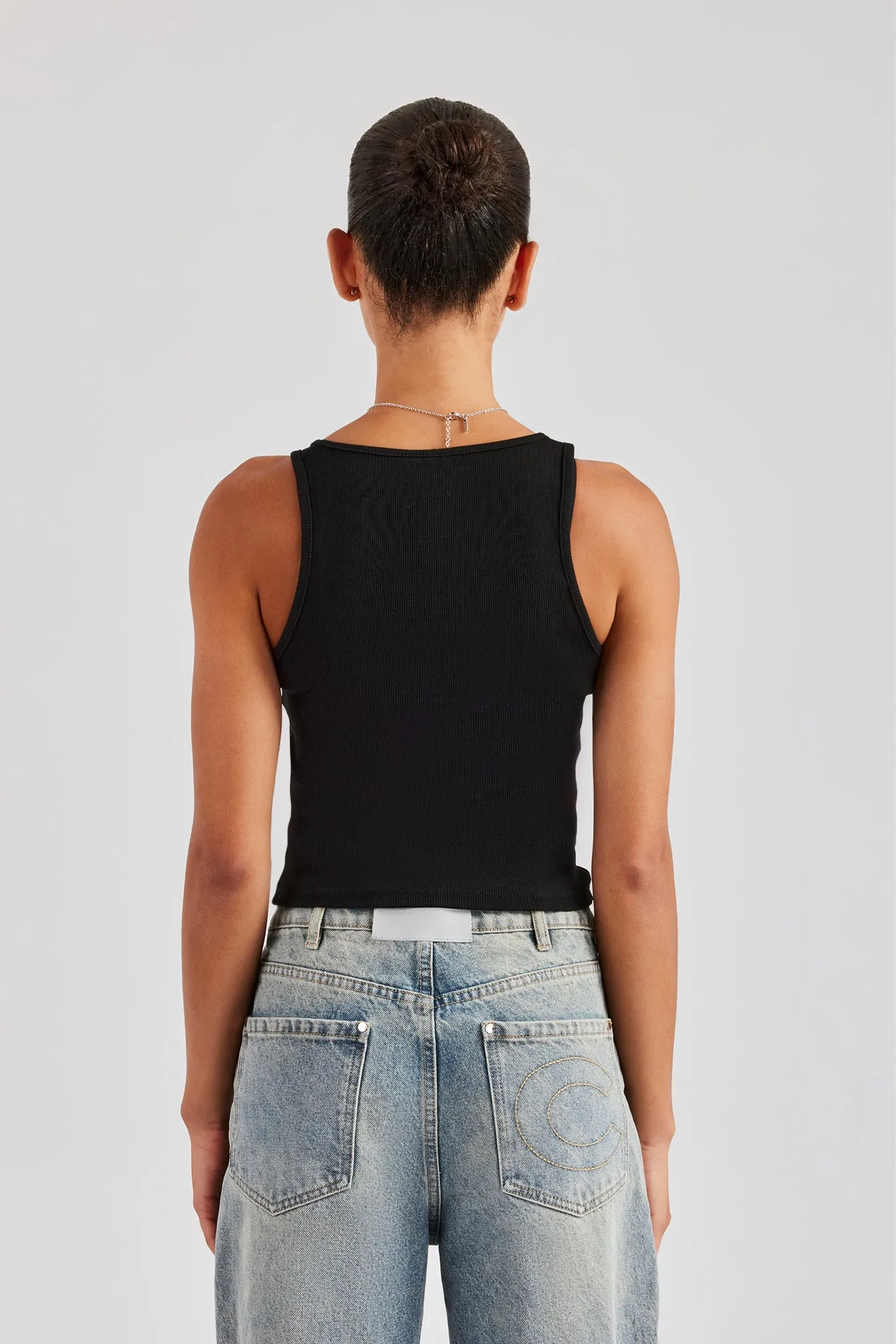 Cernucci Embroidered Vest Top - Black