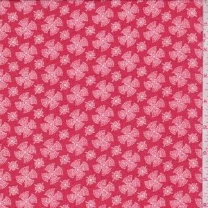 Cherry Red Fan Medallion Georgette Fabric