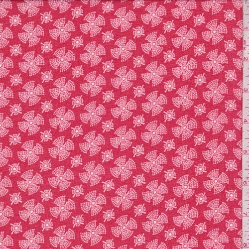 Cherry Red Fan Medallion Georgette Fabric