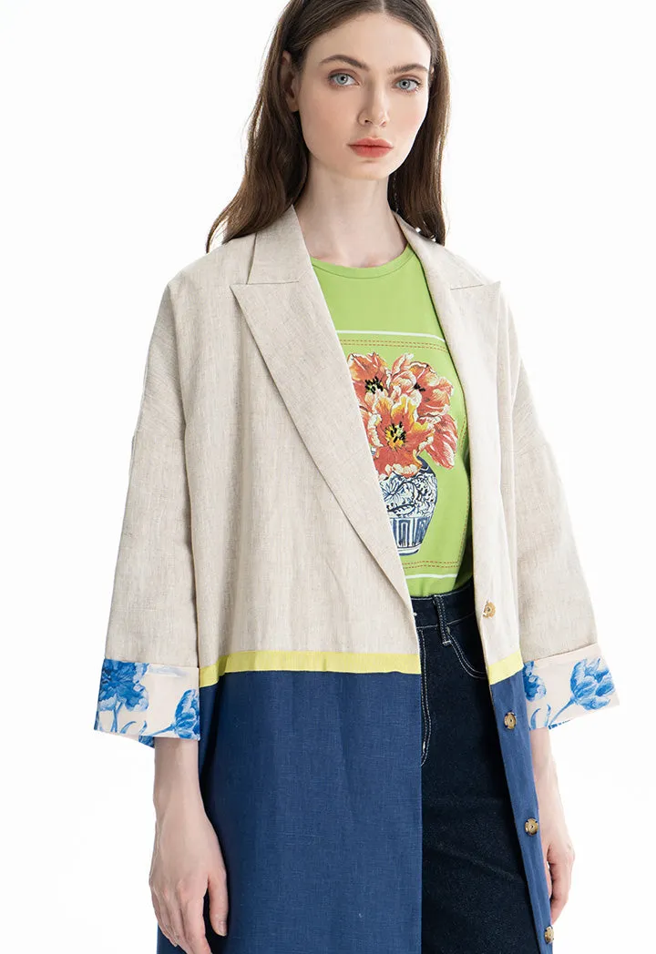 Choice Classic Color Block Jacket Beige