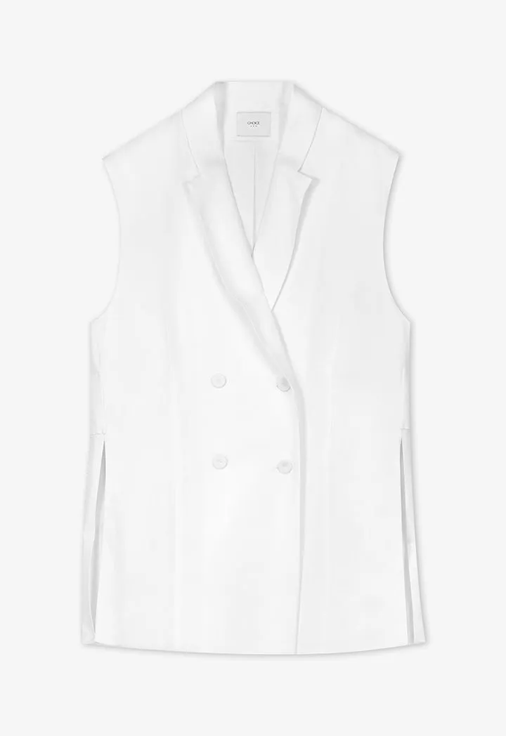 Choice Double Breasted Notched Collar Gilet Off White