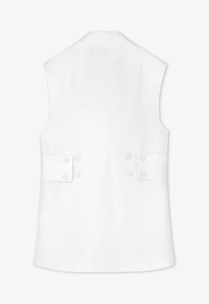 Choice Double Breasted Notched Collar Gilet Off White