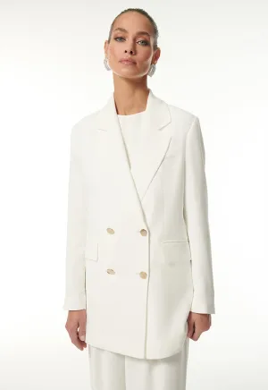 Choice Double-Breasted Solid Blazer Offwhite