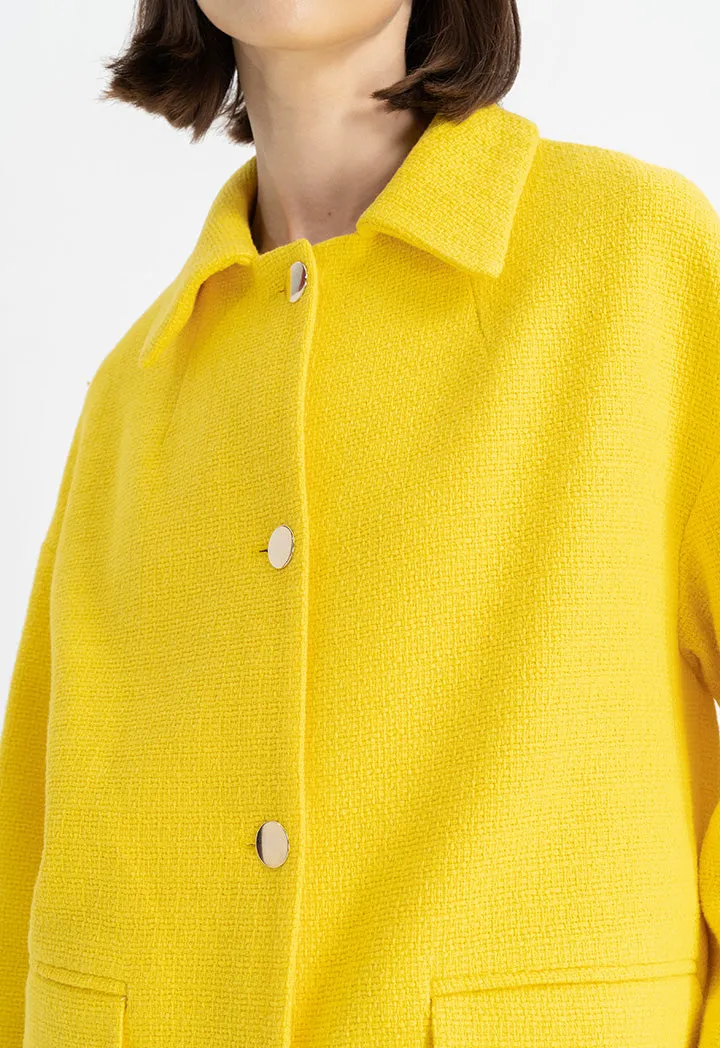 Choice Drop Shoulder Solid Jacket Yellow