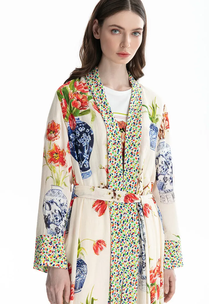 Choice Elegant Print Soft Loose Abaya Multicolor