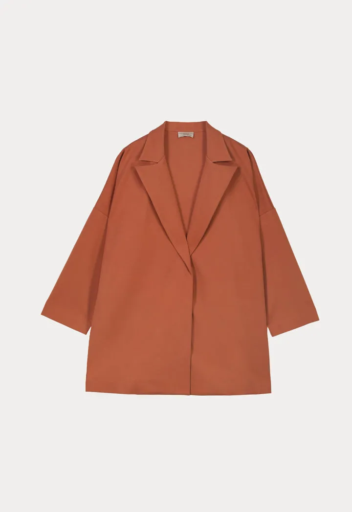 Choice Notch Lapel Solid Jacket Brick