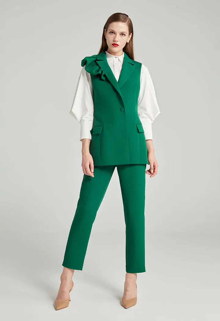 Choice Solid Color Blazer Green