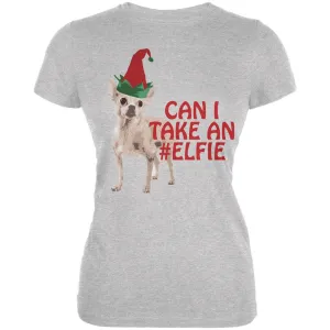 Christmas Puppy Selfie Heather Grey Juniors Soft T-Shirt