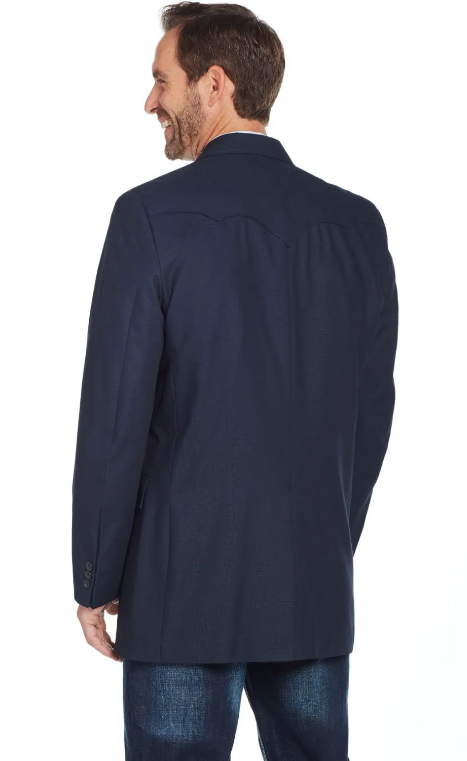 Circle S Mens Navy Polyester Plano Western Sport Coat 40 R