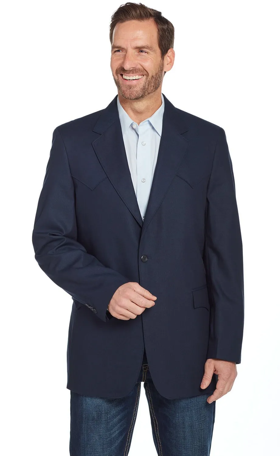 Circle S Mens Navy Polyester Plano Western Sport Coat 50 R