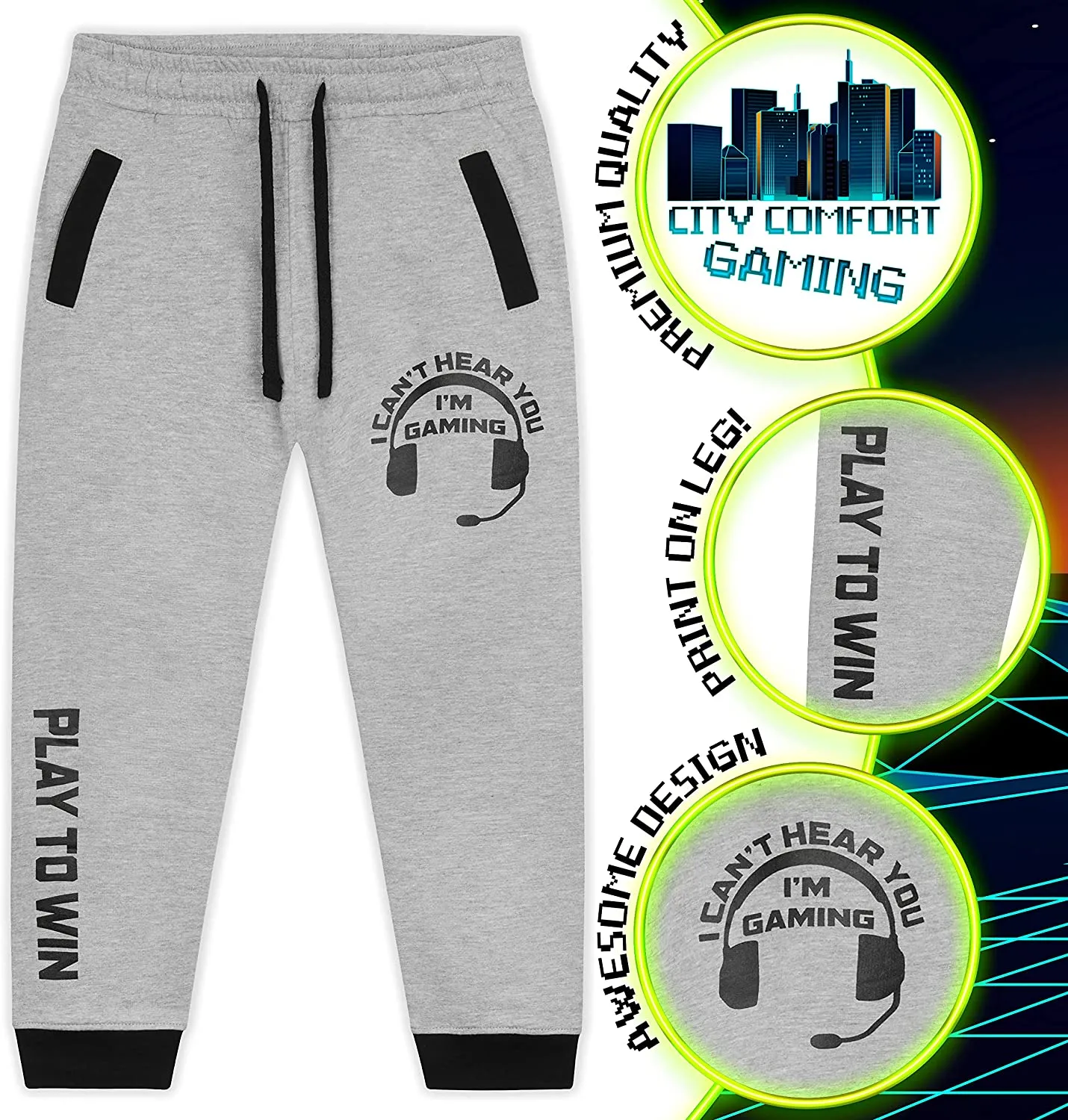 CityComfort Boys Tracksuit Bootoms, Boys Joggers , Gaming Gifts