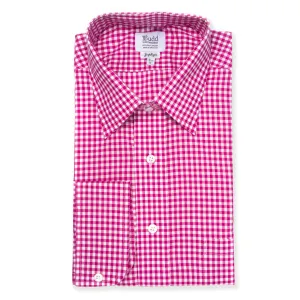 Classic Fit Check Zephyr Button Cuff Shirt in Magenta