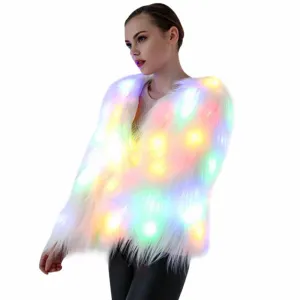 Color Block LED Fur Jacket For Women's - GlamzLife