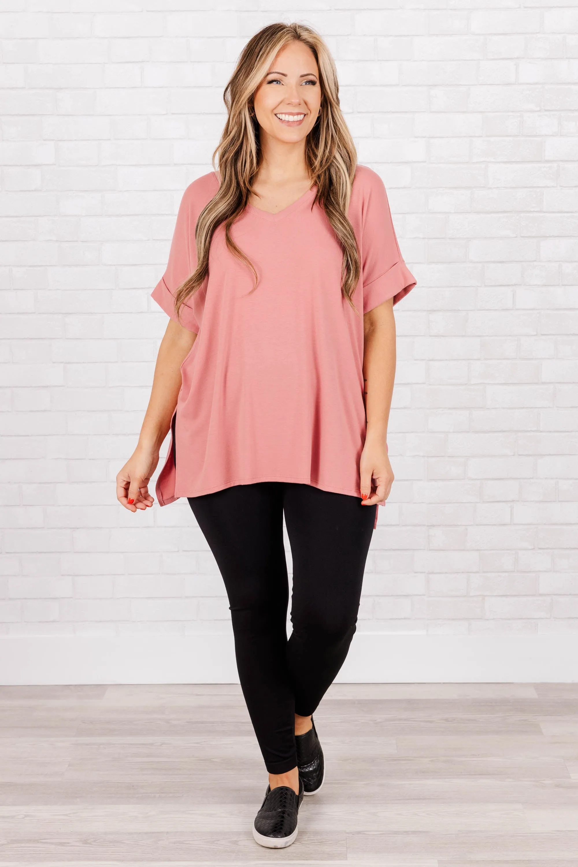 Comfy Travels Top, Dusty Rose