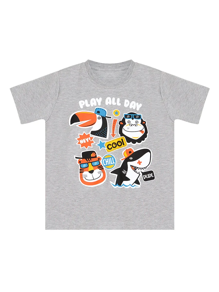 cool animals erkek çocuk t-shirt kapri şort takim