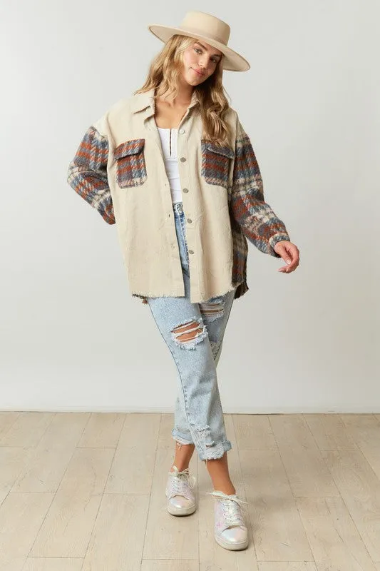 Corduroy Flannel Mix Sand Jacket