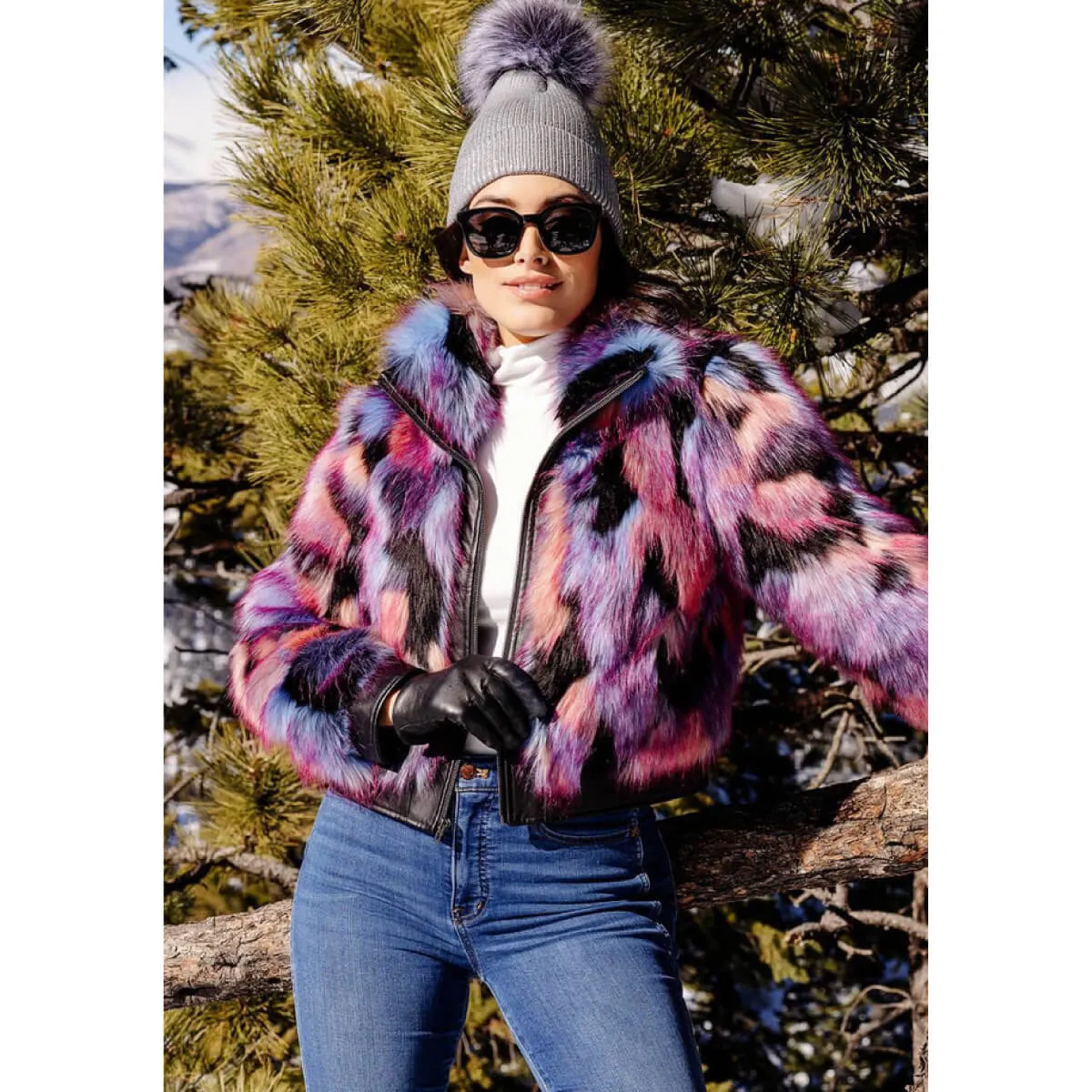 Cosmo Fox Faux Fur Zip Jacket