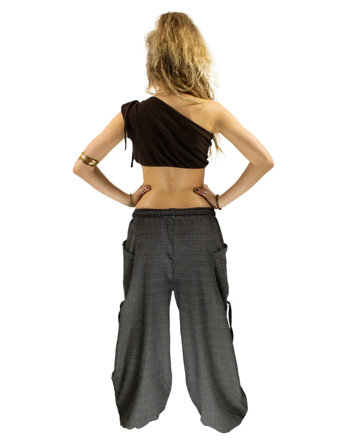 Cotton Spiral Harem Pants Charcoal