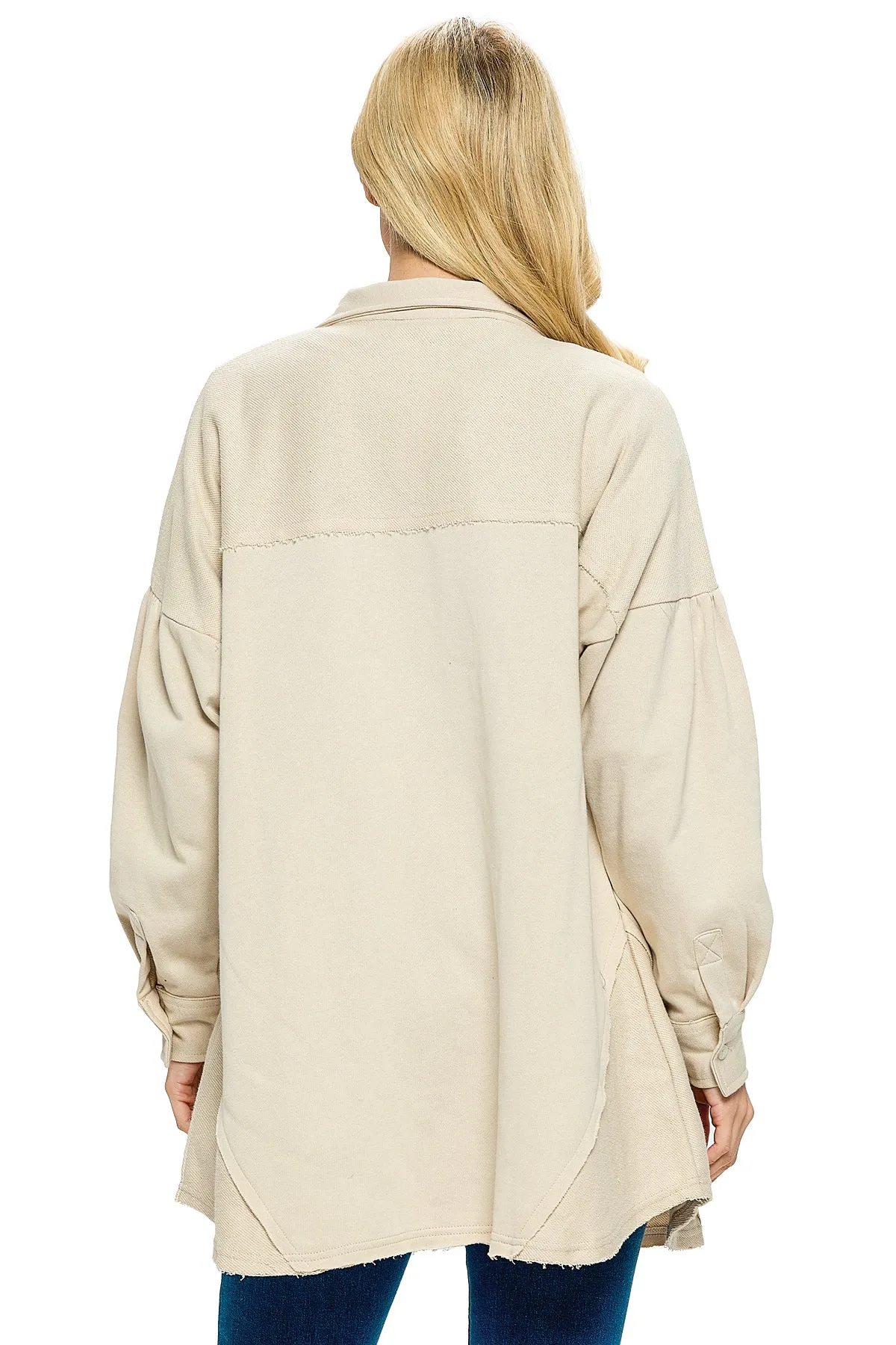 Cream Shacket Oversized Puff Sleeves