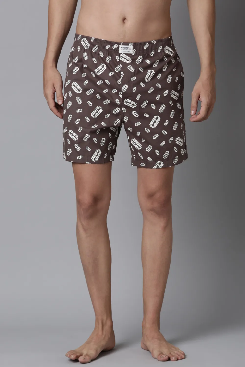 Dark-Tan Printed & Beige Printed 365 Boxers Combo