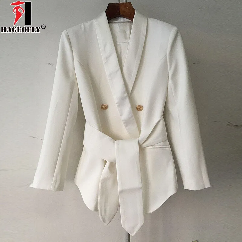 Designer Long Sleeve Double Breasted Formal Ladies Blazer