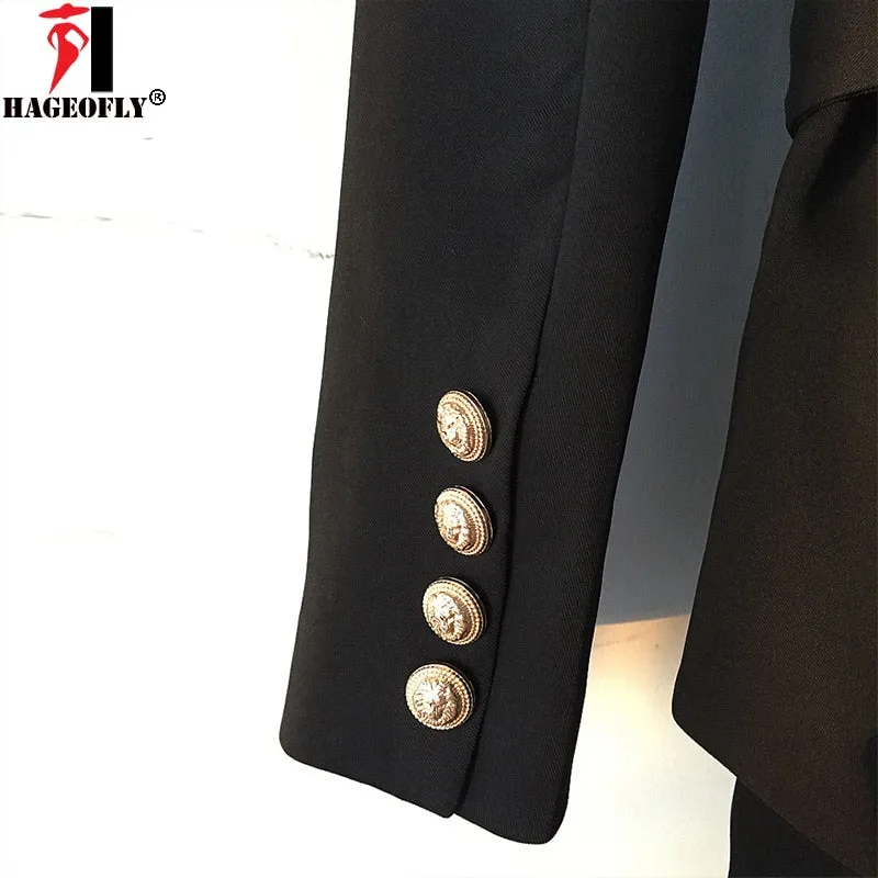 Designer Long Sleeve Double Breasted Formal Ladies Blazer