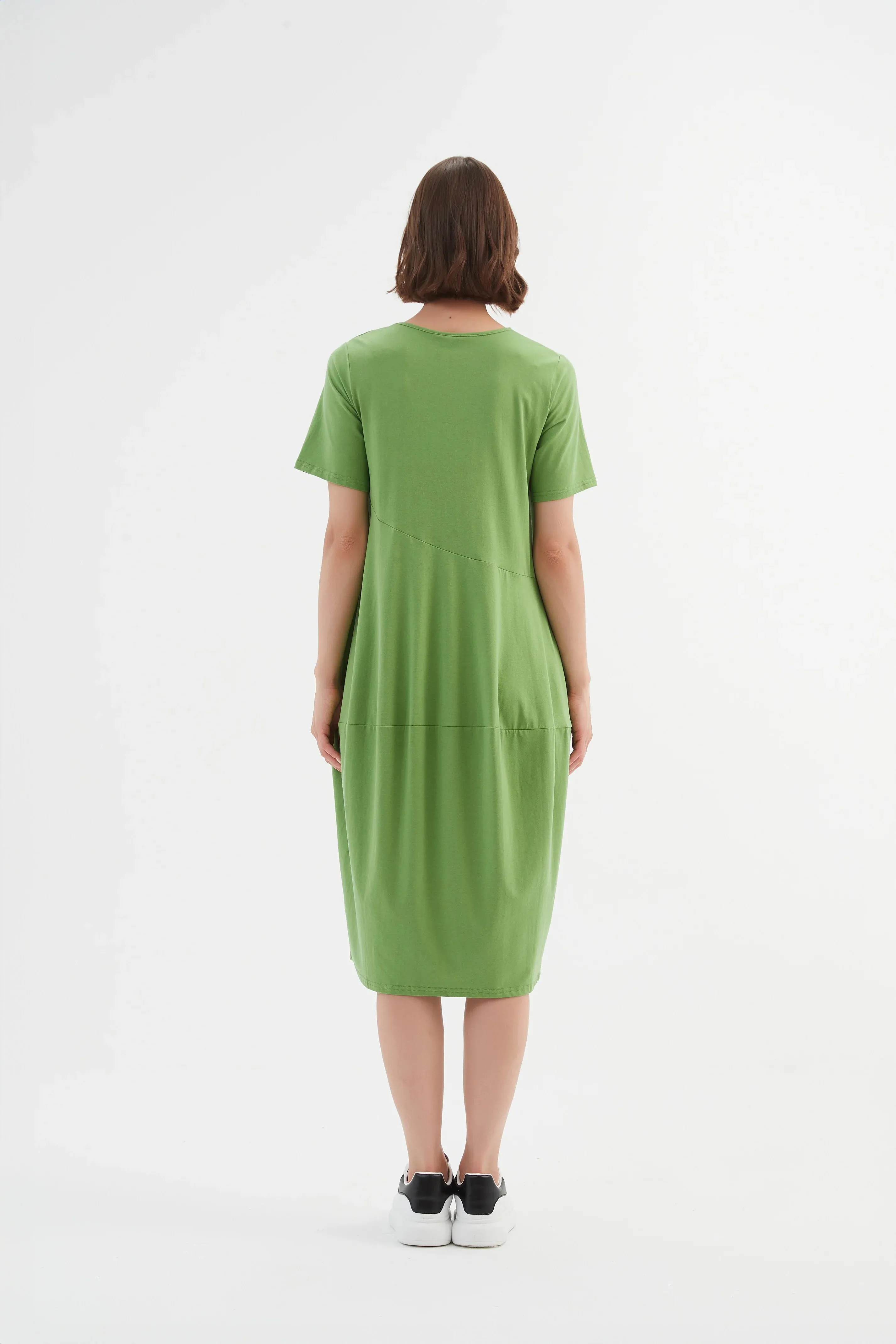 Diagonal Seam Dress - Spring Green