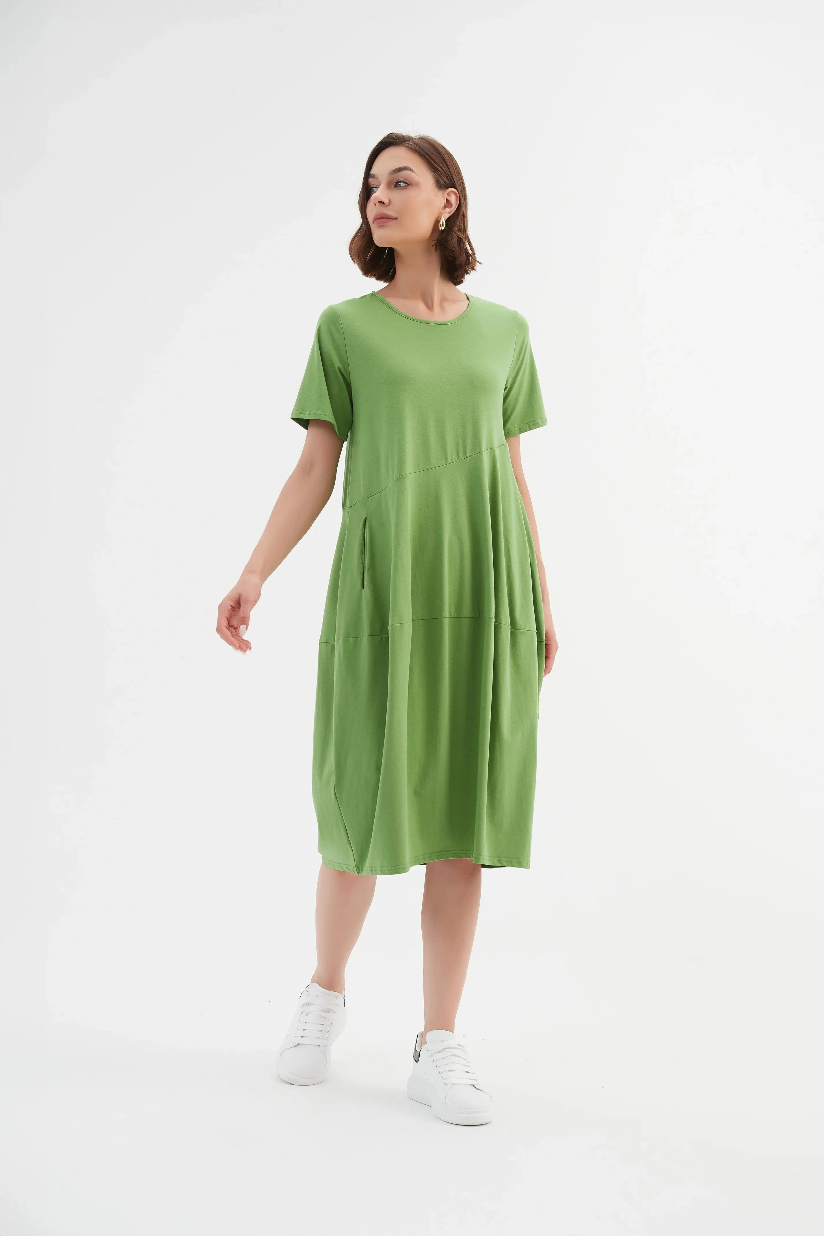 Diagonal Seam Dress - Spring Green