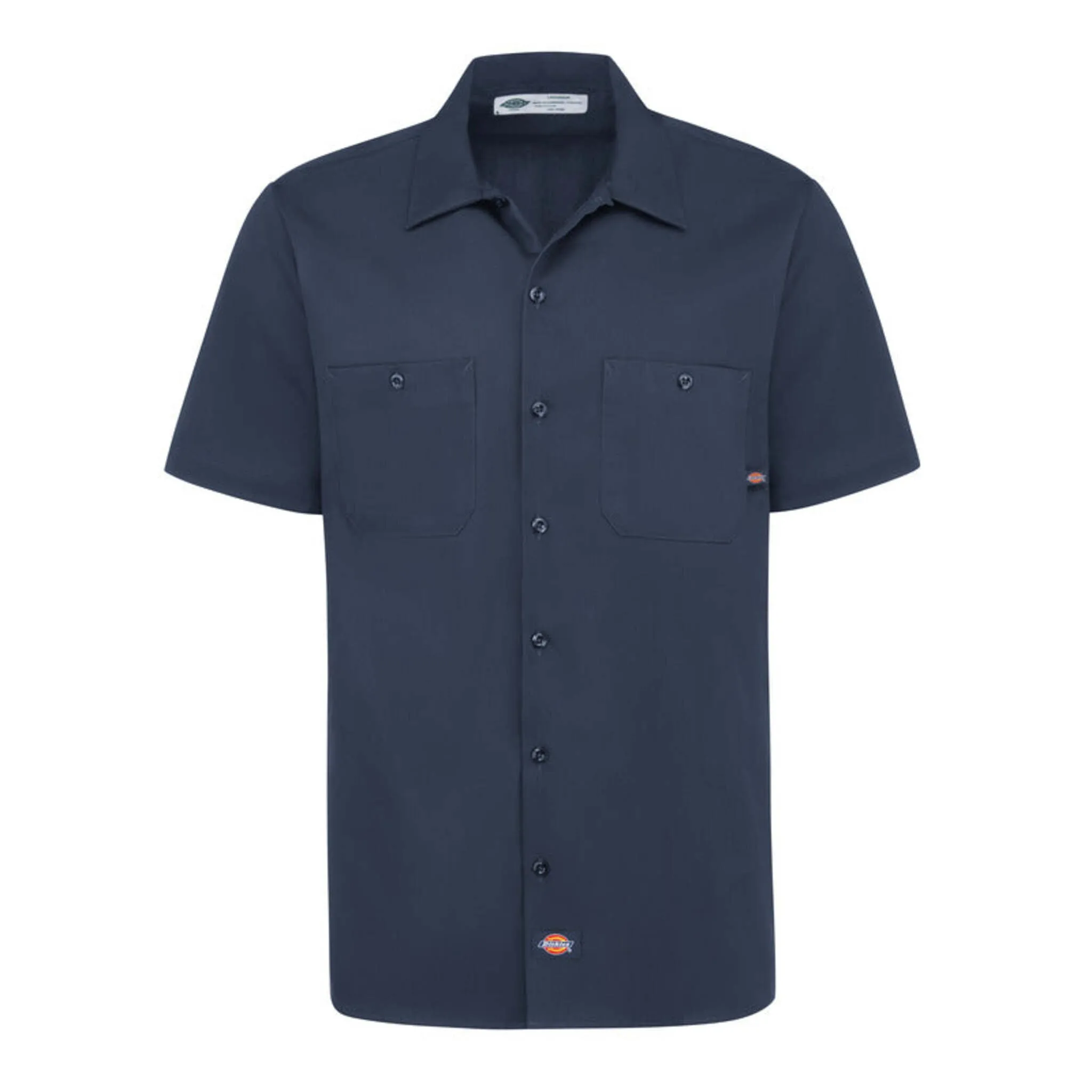 Dickies Men's S307 Industrial Cotton Short-Sleeve Work Shirt - Durable 6 oz. Twill, Fade Resistant, Two-Piece Collar, Button Neck Closure | Sizes S-5XL