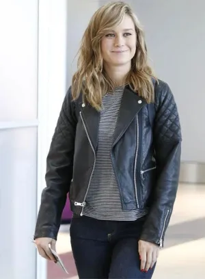 ELEGANT BRIE LARSON LEATHER JACKET BY TJS