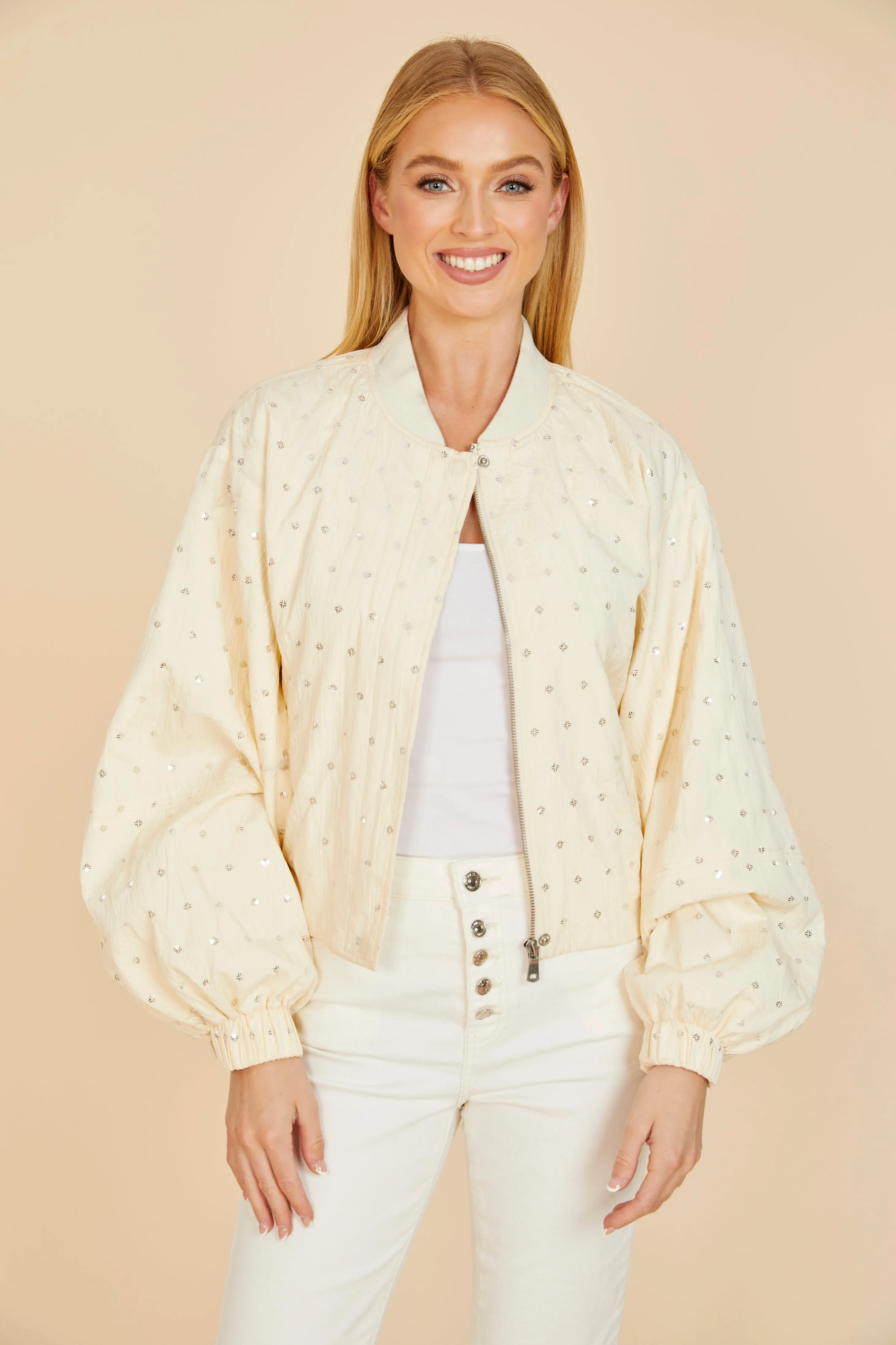 Embellished Balloon Sleeve Jacket