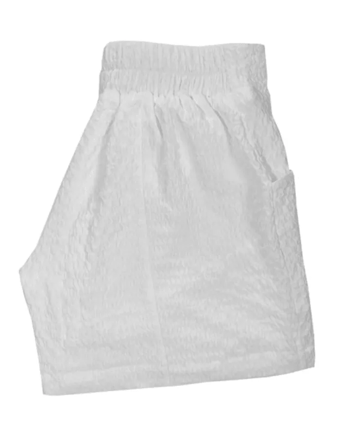 Ethyl WHITE LouLou Pull on Shorts in Bubble Fabrics 2108